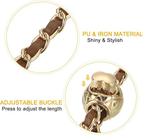 uxcell Purse Chain Strap, 51 Inch Adjustable Bag Chains Strap Replacement Crossbody Chain Strap Handbag Chains for DIY Wallet Clutch Bags, White/Light Gold in Saudi Arabia