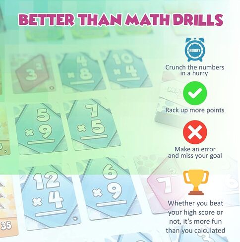Genius Games Math Rush 2: الضرب والأسس - لعبة بطاقات فلاش تعليمية للرياضيات تعتمد على الوقت للأطفال والطلاب والعائلات | لعبة STEM لإتقان مهارات الرياضيات العقلية in Saudi Arabia