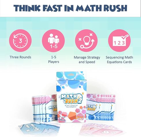 Genius Games Math Rush 2: الضرب والأسس - لعبة بطاقات فلاش تعليمية للرياضيات تعتمد على الوقت للأطفال والطلاب والعائلات | لعبة STEM لإتقان مهارات الرياضيات العقلية in Saudi Arabia