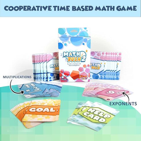Genius Games Math Rush 2: الضرب والأسس - لعبة بطاقات فلاش تعليمية للرياضيات تعتمد على الوقت للأطفال والطلاب والعائلات | لعبة STEM لإتقان مهارات الرياضيات العقلية in Saudi Arabia