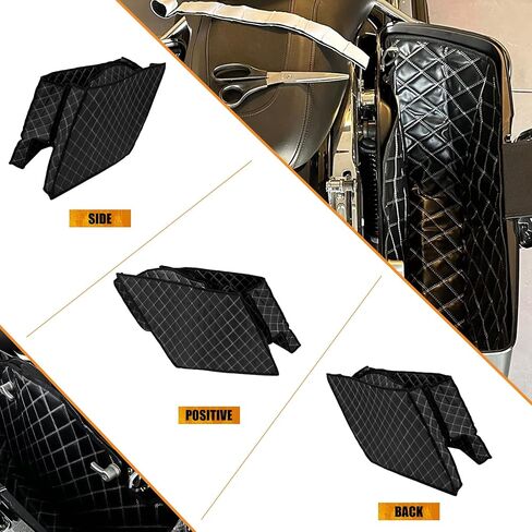 بطانات سرج الدراجة النارية من HCmotorku مقاس 5 بوصات تناسب حقيبة Harley Touring Road King Road Glide Street Glide Electra Glide 2014-2023 (خيط أبيض) in Saudi Arabia
