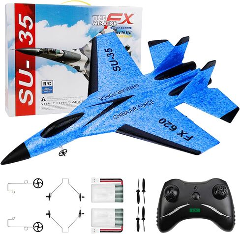 SU-35 RC Plane, 2CH Remote Control Airplane, Ready & Easy to Fly for Beginners, RC Aircraft Jet with Luminous (Blue) in Saudi Arabia