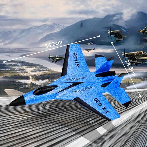 SU-35 RC Plane, 2CH Remote Control Airplane, Ready & Easy to Fly for Beginners, RC Aircraft Jet with Luminous (Blue) in Saudi Arabia