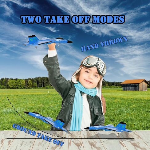 SU-35 RC Plane, 2CH Remote Control Airplane, Ready & Easy to Fly for Beginners, RC Aircraft Jet with Luminous (Blue) in Saudi Arabia