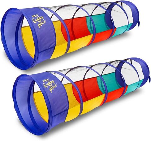 Kiddey Play Tunnel for Kids - Pop Up Tunnel Toys for Toddlers, Kids Multicolored Tunnel for Indoor/Outdoor Fun, Crawl & Play, Obstacle Course for Kids Gifts for Toddlers - Balls Not Included (2 Pk) in Saudi Arabia