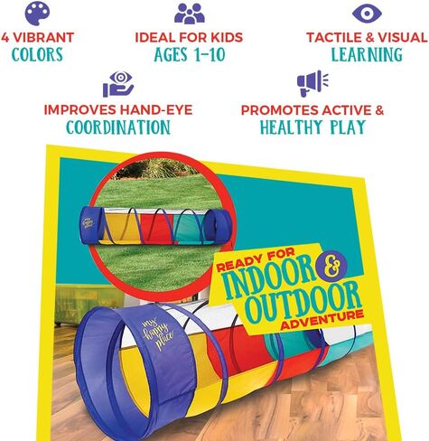 Kiddey Play Tunnel for Kids - Pop Up Tunnel Toys for Toddlers, Kids Multicolored Tunnel for Indoor/Outdoor Fun, Crawl & Play, Obstacle Course for Kids Gifts for Toddlers - Balls Not Included (2 Pk) in Saudi Arabia