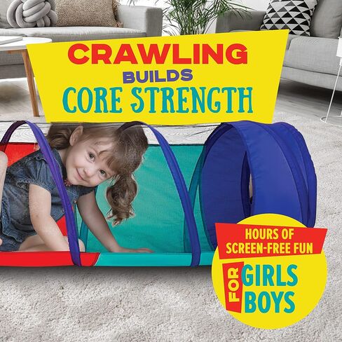 Kiddey Play Tunnel for Kids - Pop Up Tunnel Toys for Toddlers, Kids Multicolored Tunnel for Indoor/Outdoor Fun, Crawl & Play, Obstacle Course for Kids Gifts for Toddlers - Balls Not Included (2 Pk) in Saudi Arabia