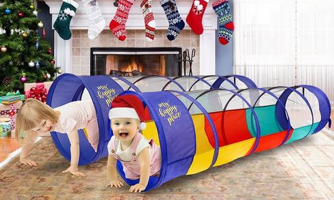 Kiddey Play Tunnel for Kids - Pop Up Tunnel Toys for Toddlers, Kids Multicolored Tunnel for Indoor/Outdoor Fun, Crawl & Play, Obstacle Course for Kids Gifts for Toddlers - Balls Not Included (2 Pk) in Saudi Arabia
