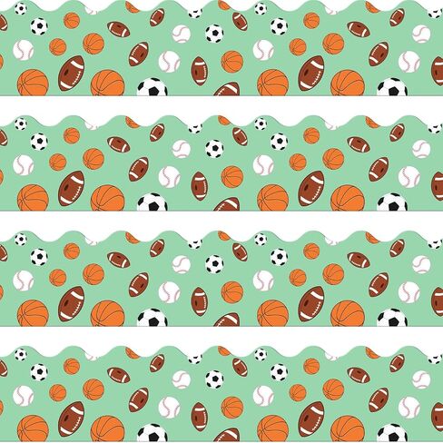 الرياضة نشرة المجلس الحدود نشرة ملصقات الحدود الفصول الدراسية لوحة تقليم مع كرة السلة البيسبول كرة القدم العودة إلى اللوازم المدرسية للفصل الدراسي لوحات الإعلانات الديكور يعرض الجدار، 66 قدم in Kuwait