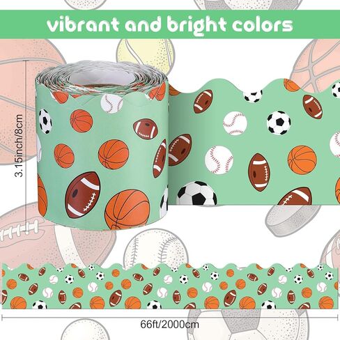 الرياضة نشرة المجلس الحدود نشرة ملصقات الحدود الفصول الدراسية لوحة تقليم مع كرة السلة البيسبول كرة القدم العودة إلى اللوازم المدرسية للفصل الدراسي لوحات الإعلانات الديكور يعرض الجدار، 66 قدم in Kuwait