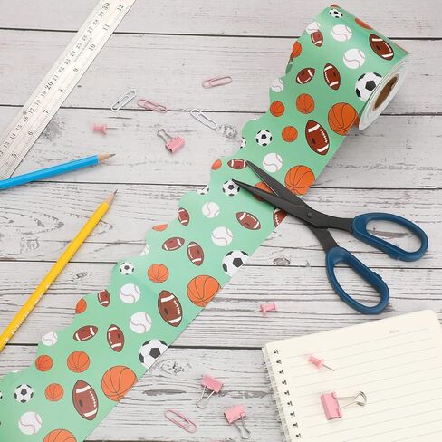 الرياضة نشرة المجلس الحدود نشرة ملصقات الحدود الفصول الدراسية لوحة تقليم مع كرة السلة البيسبول كرة القدم العودة إلى اللوازم المدرسية للفصل الدراسي لوحات الإعلانات الديكور يعرض الجدار، 66 قدم in Kuwait