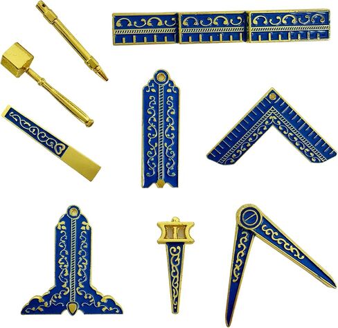 Capri Blue Enamel Masonic Working Tool Set | Gold Masonic Ritual Tools Miniature with Velvet Box | Ideal Gifts Set for Freemasons in Ceremonial and Symbolic Use in Saudi Arabia