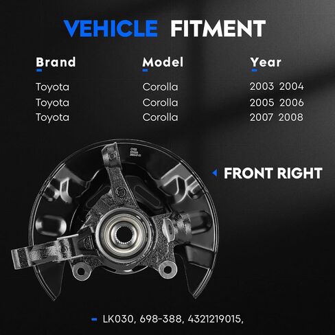 Front Left and Right Side Steering Knuckles & Wheel Bearing Hub Assembly Compatible with 2003-2008 Toyota Corolla Replace 698-389 in Saudi Arabia