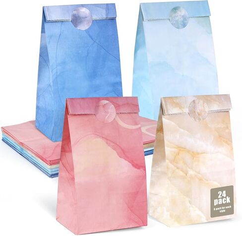 24 قطعة من أكياس هدايا الحفلات من Shindel، حقائب هدايا لأعياد ميلاد الأطفال، أكياس هدايا رخامية ملونة، مقاس 4.7 بوصة × 3.1 بوصة × 8.7 بوصة، حقائب هدايا للحفلات وحقائب حلوى عيد الميلاد ومستلزمات الحفلات لحفلات أعياد ميلاد الأطفال in Kuwait