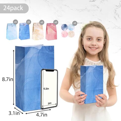 24 قطعة من أكياس هدايا الحفلات من Shindel، حقائب هدايا لأعياد ميلاد الأطفال، أكياس هدايا رخامية ملونة، مقاس 4.7 بوصة × 3.1 بوصة × 8.7 بوصة، حقائب هدايا للحفلات وحقائب حلوى عيد الميلاد ومستلزمات الحفلات لحفلات أعياد ميلاد الأطفال in Kuwait