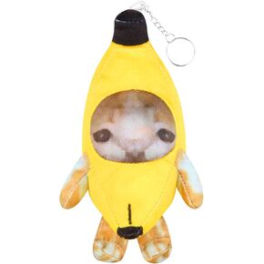 Crying Banana Cat Plush Keychain, Happy Funny Baby Sound Cat Stuffed Animal Ornaments