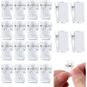 20Pcs Self Adhesive Clips, Plastic Sticky Clips for Wall Tapestry Wall Hanging Clips Photo Poster Clips Double-Sided Hanging Spring Clips for Home Office Paper Rope Picture Poster Photo (Clear)