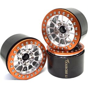 200g Super Heavy Duty RC 2.2 Beadlock Wheels 1/10 Crawler Upgrade RC Wheel 4pcs Rims Hub for Axial SCX10 Trx4m (Silver Black)