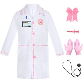 Kids Doctor Costume Vet Lab Coat Set for Girl’s Halloween Doctor Dress Up Halloween