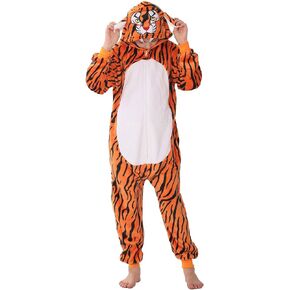 WAFUNNE Animal Onesie Costume for Kids Child Boys Girls Womens Mens Cosplay Halloween Costumes Easter Onesies Orange Tiger