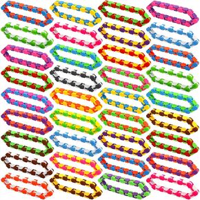 92 Pack 24 Links Wacky Tracks Snap and Click Fidget Toys,Fidget Snake Toy for Party Favors,Plastic Chains Finger Sensory Toys,Stress Relief Toys for Kids