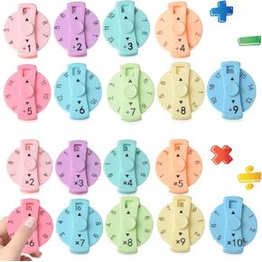 18 PCS Math Fidget Spinners,Math Fact Fidget Spinner,Multiplication Fidget Toy for Kids Fidget Pop for Add, Subtract, Multiply & Divide Math Game,Relieve Stress and Fun Learning