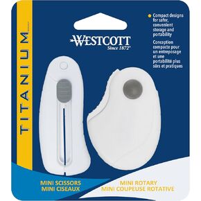 Westcott Titanium Minis for Craft and Sewing, Including Scissors and Rotary, 2-Piece Set