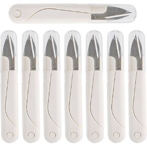 8 Pcs Stainless Steel Thread Cutter Scissors,Embroidery Scissors,Ergonomic Spring Scissors,Mini Scissors with Protective Cover,Handheld Snippers for Arts,Crafts,Embroidery,Knitting and DIY Projects