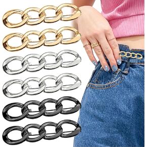 6 PCS Adjustable Jeans Button, Pant Waist Tightener, Jean Button Pins for Waist Pins No Sewing Brooch Tightening Waistband Tightener for Pants Jeans Skirts