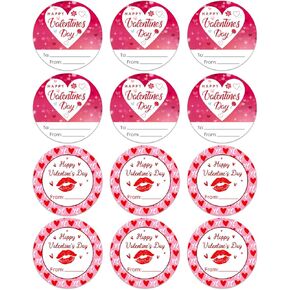 Happy Valentine's Day Stickers 1.5" Valentine's Day Gift Tags Stickers Valentine to from Labels Heart Stickers for Envelopes Seal Boxes Cards Valentines Decorations