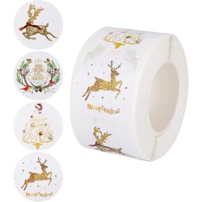 AIEX 500 x 3.8 cm Round Christmas Stickers, Self-Adhesive Envelope Stickers Presents Decorative Round Christmas Labels for Party Decoration (4 Models)