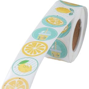 dohobby 500Pcs Lemon Stickers Labels, 1 Inch Self Adhesive Round Shape Fruit Stickers Roll for Envelope Seals, Party Decor, Small Business