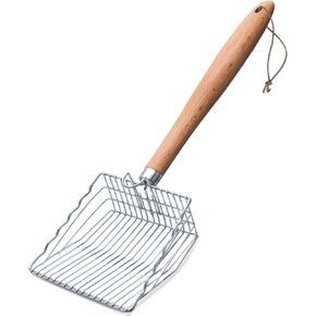 Cat Litter Scoop, Kitty Metal Scooper with Hook and Long Hole, Stainless Steel Kitten Poop Lifter for Litter Box, Non Stick, Durable and Heavy Duty Sifter for Easy Clean