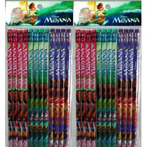 Moana Party Favors Disney Character Authentic Licensed 24 Wood Pencils Pack