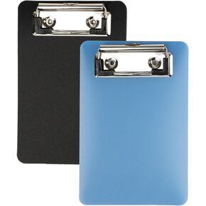 2-Pack Mini Clipboard Set - 2 Colors 4x6 Inch Pocket Clipboards with Retaining Clips - A6 Size Plastic Clipboards for Office Supplies and Tickets