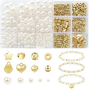 1000Pcs Pearl Beads for Bracelets Making, Pearl Beads for Jewelry Making for Adults, Silver Bracelet Beads DIY Kit, Silver Spacer Beads for Bracelets, Women Friendship Bracelet Making Kit (Silvery)
