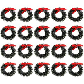 Happyyami 20pcs Christmas Small Wreath Miniature Christmas Wreath Artificial Christmas Wreath Dollhouse Outdoor Christmas Decoration Cabinet Wreaths for Kitchen Christmas Simulated Wreath