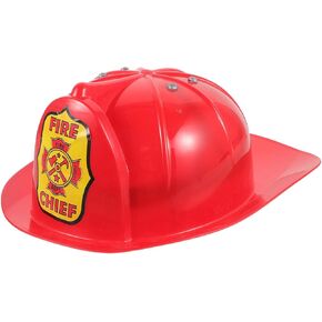 SEWACC Firefighter Hat Pretend Play Fire Chief Hat Party Dress Up Fireman Helmet Plastic Red Fire Helmet Firefighter Costume