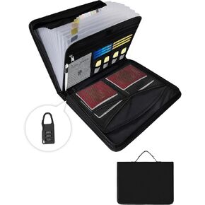 Fireproof Folio Important Document Organizer Bag - Accordion File Organizer, 13 Pocket Expanding File Folder with Labels,Safe Holder and Organizer for Birth Certificate,Paper,Receipt,Bill,etc.