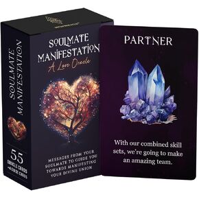 Soulmate Manifestation: A Love Oracle - Messages from Your Soulmate to Guide You Towards Your Union - Deck of 55 Romance Oracle Cards with Meanings on Them for Beginners to Advanced Readers