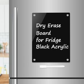 Black Weekly Planner Magnetic Acrylic Board, Acrylic Magnetic Dry Erase Board for Fridge, Magnet Week Calendar for Refrigerator, Acrylic Note Board, Includes 1 Marker(11.8x9",ZH,2pc)