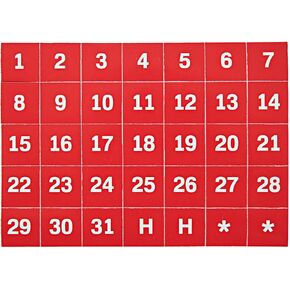 MasterVision Magnetic 1-31 Calendar Board Numbers, Set of 35-1" Calendar Dates, White on Red, Perfect Magnets for Dry Erase Planning Boards