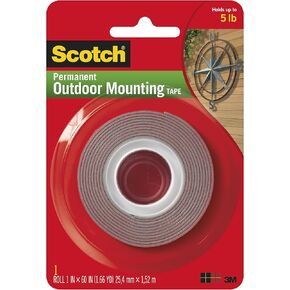 Scotch-Mount Permanent Outdoor, Holds 5 lbs, 3M Scotch 4011 Exterior Mounting Tape, 1 in x 60 in, 1"x60"