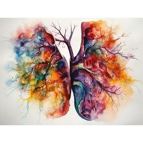 Watercolor The Human Lungs Body 5D Adult Diamond Art,DIY Diamond Art Painting Kit for Decor Canvas 15.7x11.7inch/40x30cm