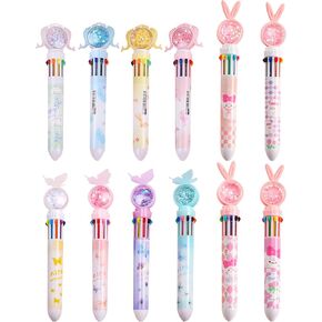 Cute Multicolor Ballpoint Pens,10 in 1 Color Kawaii Animals Retractable Cartoon Gel Pens Girls Boy 10 Colored Pens Office Back to School Party Favors Supplies Gift for Children Students 0.7mm 9 Pcs