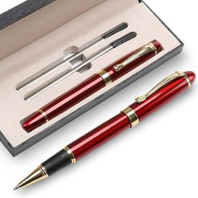 YIVONKA Luxury Ballpoint Pens Nice Ball Pen Best Gift for Men Professional Executive Office BallPens Classy Gift Box Ballpoint Black Refill Line width 0.5mm (Black)