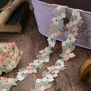 Black Flower Embroidered Lace Trim Rose Floral Applique Ribbon for Sewing Crafting Wedding 3.5 Yards