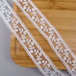 IDONGCAI Lace Trim Ribbon Guipure White Lace Floral Ribbon Eyelet Sewing Lace Trim White Embroidery Lace Ribbons for Crafts (1.18 inch Width)