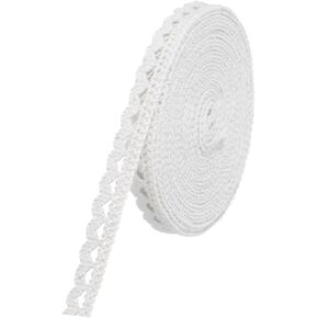 MECCANIXITY Lace Trim Ribbon 10 Yards 0.39 Inch Cotton Trim for Craft,Gift Wrappers,Headbands,Wedding White Style 20