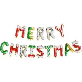 Soochat Merry Christmas Banner Balloons, Christmas Letter Aluminum Foil Balloons, Xmas Party Decorations Supplies